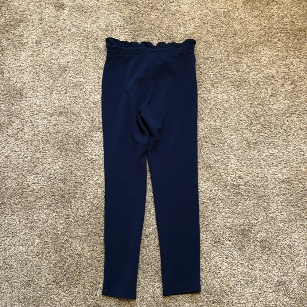 Navy Ruffled Dress Pants - Picture 2 of 3